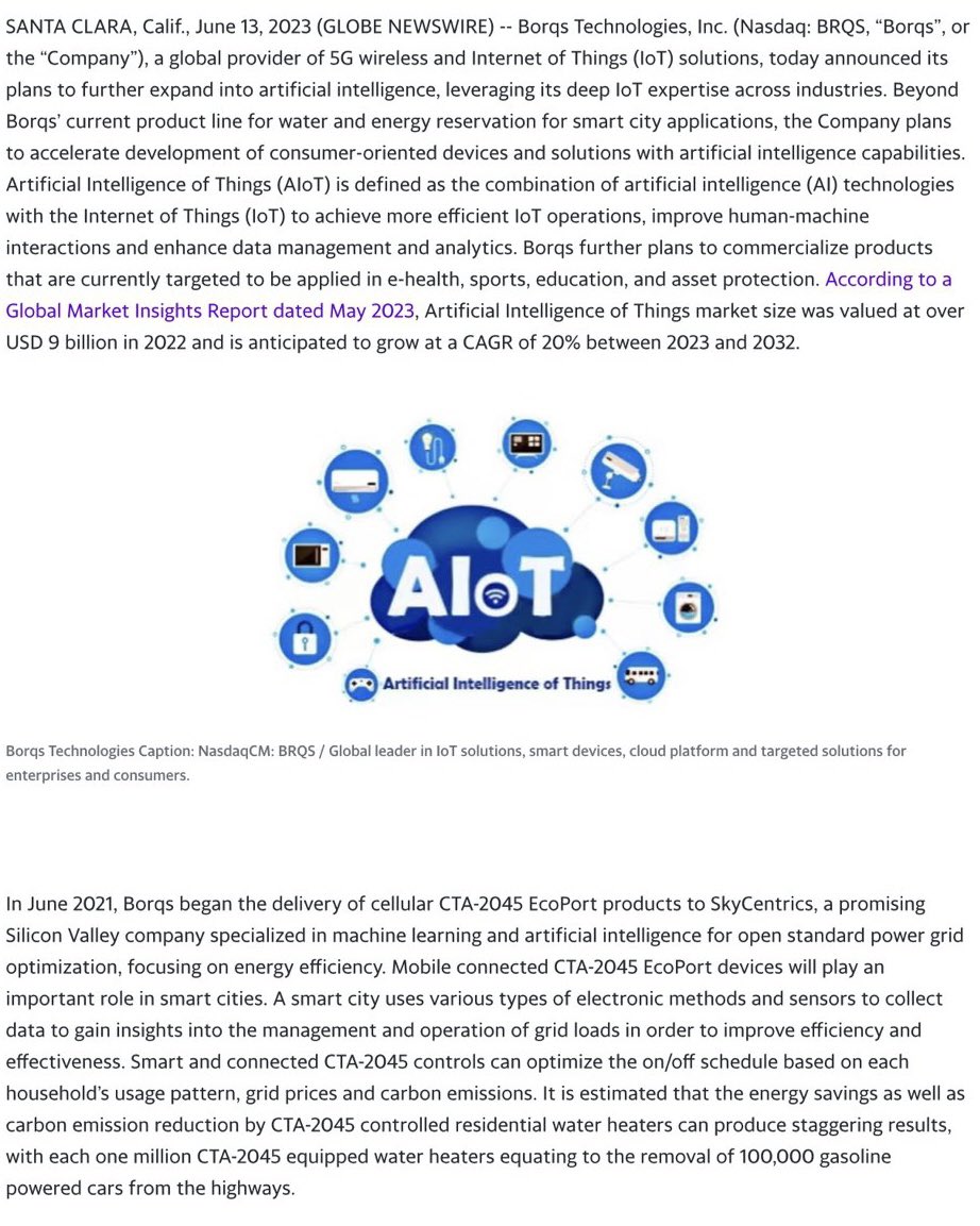 #JASMY #BORQS #IoT #AIoT
“To further expand into #AI”
“Water and energy reservation for smart city applications”
“To be applied in e-health, sports, education, and asset production”
“Cellular CTA-2045 EcoPort delivered to SkyCentrics in #SiliconValley… can optimize on/off power”