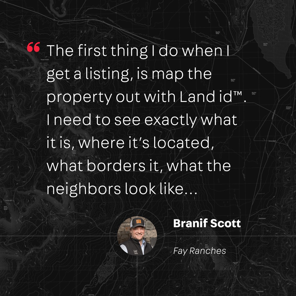 Branif Scott, Broker with Fay Ranches, when asked about his process for preparing listings... 

#propertymapping #landidentity #property #realestate #mobileapp #propertyboundaries #propertyinfo #parcel #mapping #maps #mobilemapping #map #parceldata #propertyinformation #landid=