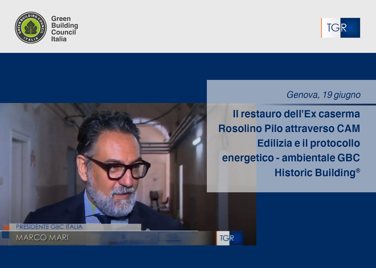 Impiego #CAMEdilizia e protocollo energetico – ambientale GBC Historic Building® nei progetti di #riqualificazione e #restauro sostenibile: l'Ex Caserma Pilo a Genova. 
Durante la visita in cantiere <a href="/MarcoMari1965/">Marco Mari</a>–@PresidenteGBCit ne parla a <a href="/TgrRaiLiguria/">Tgr Rai Liguria</a>:bit.ly/3CEAXvm