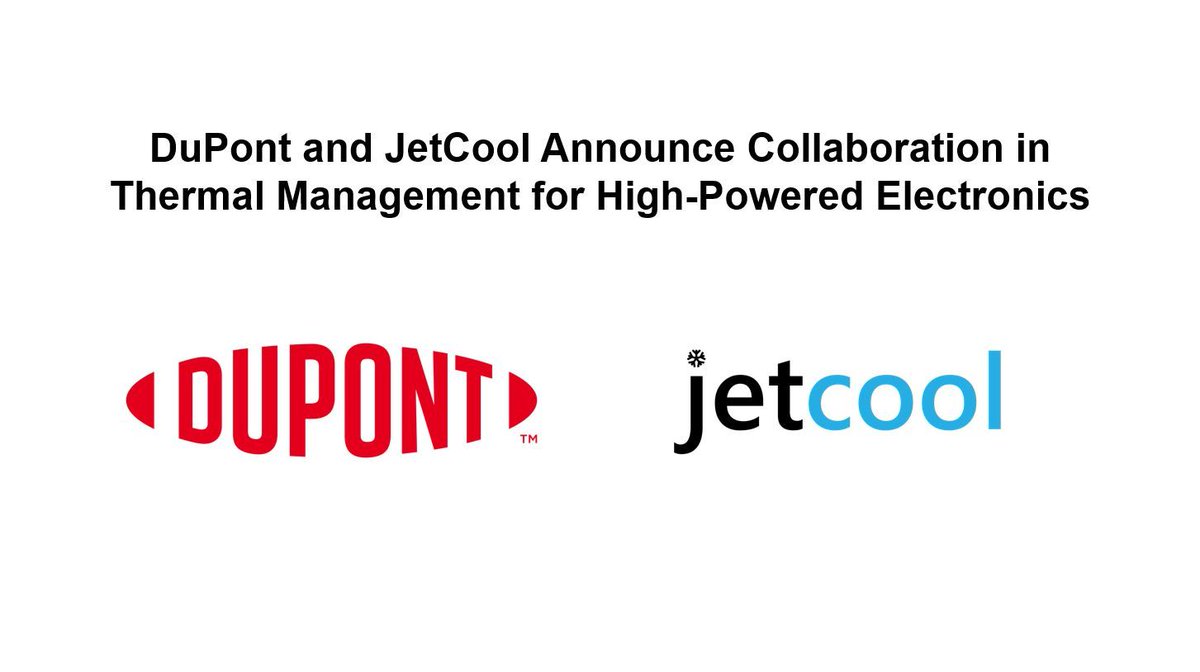 Together, JetCool and DuPont will introduce a new sales channel that brings JetCool's advanced cooling solutions to semiconductor companies in Taiwan and Singapore.

dupont.com/news/dupont-an…