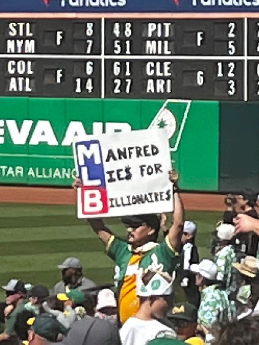 Happy Tuesday, A’s fam.  Remember to spread the word, #fisherout #selltheteam and #oaktogether ! Don’t let billionaires profit off of us!  #saveourteam
