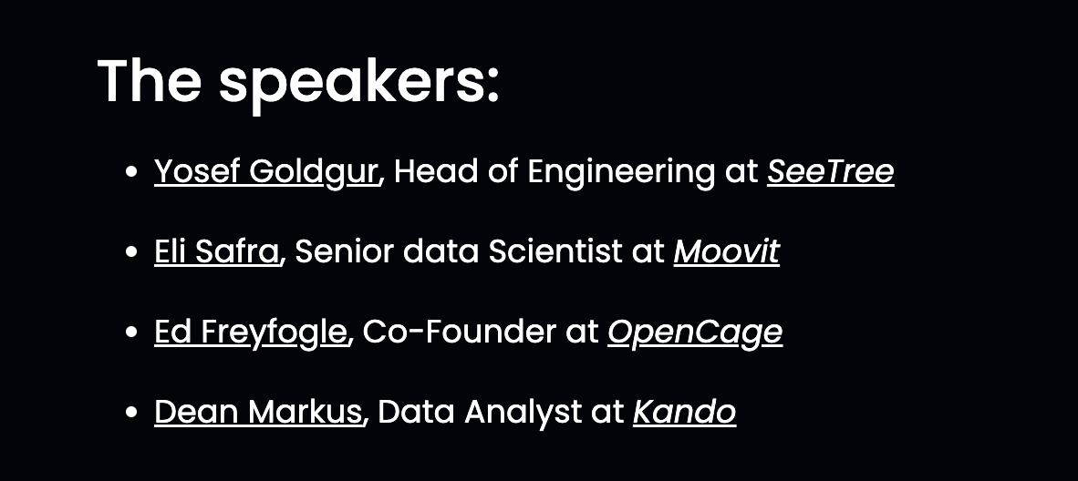 Looking forward to see everyone tonight at Geomob Tel Aviv. 

We will post a few pics tonight and then a full summary thread on mastodon tomorrow.

Many thanks for sponsors GoGIS and <a href="/autofleet_io/">autofleet</a> for supporting the event.

thegeomob.com/post/june-20th…

#geomobTLV