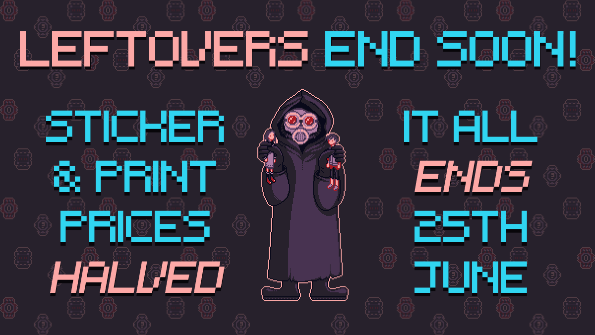 We're nearly at the end!

To give as many people a chance to get some merch as possible, we're cutting our sticker / sticker sheet / print prices in half for the last five days of leftovers.

Have a look, and thank you to everyone who's supported us!

morphogenesiszine.bigcartel.com