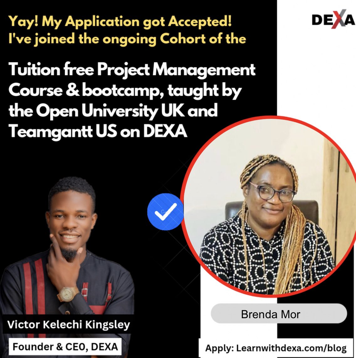 BTumi2's tweet photo. Excited to announce my enrollment in the tuition free Project Management course taught by The Open University UK &amp; TeamGantt. I applied through https://t.co/2VZGX8Bv9y
Bracing myself for a journey of learning &amp; growth as an emerging project manager @LearnwithDEXA #LearnwithDEXA https://t.co/2kdHWimLkg