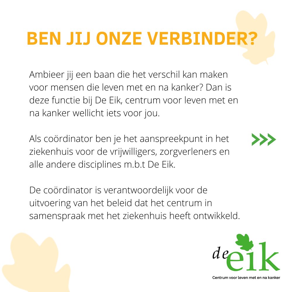 CentrumDeEik's tweet photo. Word jij onze nieuwe collega? 
We hebben een mooie uitdaging voor je.

https://t.co/Et7OtfC9S5 https://t.co/u8gxX8Vcws