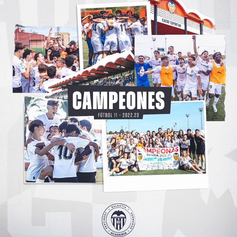 Academia_VCF's tweet photo. ���� 𝗕𝗔𝗟𝗔𝗡𝗖𝗘 𝟮𝟮.𝟮𝟯🦇

🔝 La @Academia_VCF cierra una gran temporada de resultados

2⃣1⃣ jugador@s en @valenciacf y @VCF_Femenino 
6⃣ Mejor academia de Europa
5⃣ Campeones en F11 🏆
7⃣ Campeones en F8  🏆
5⃣ Subcampeones en F8 🥈