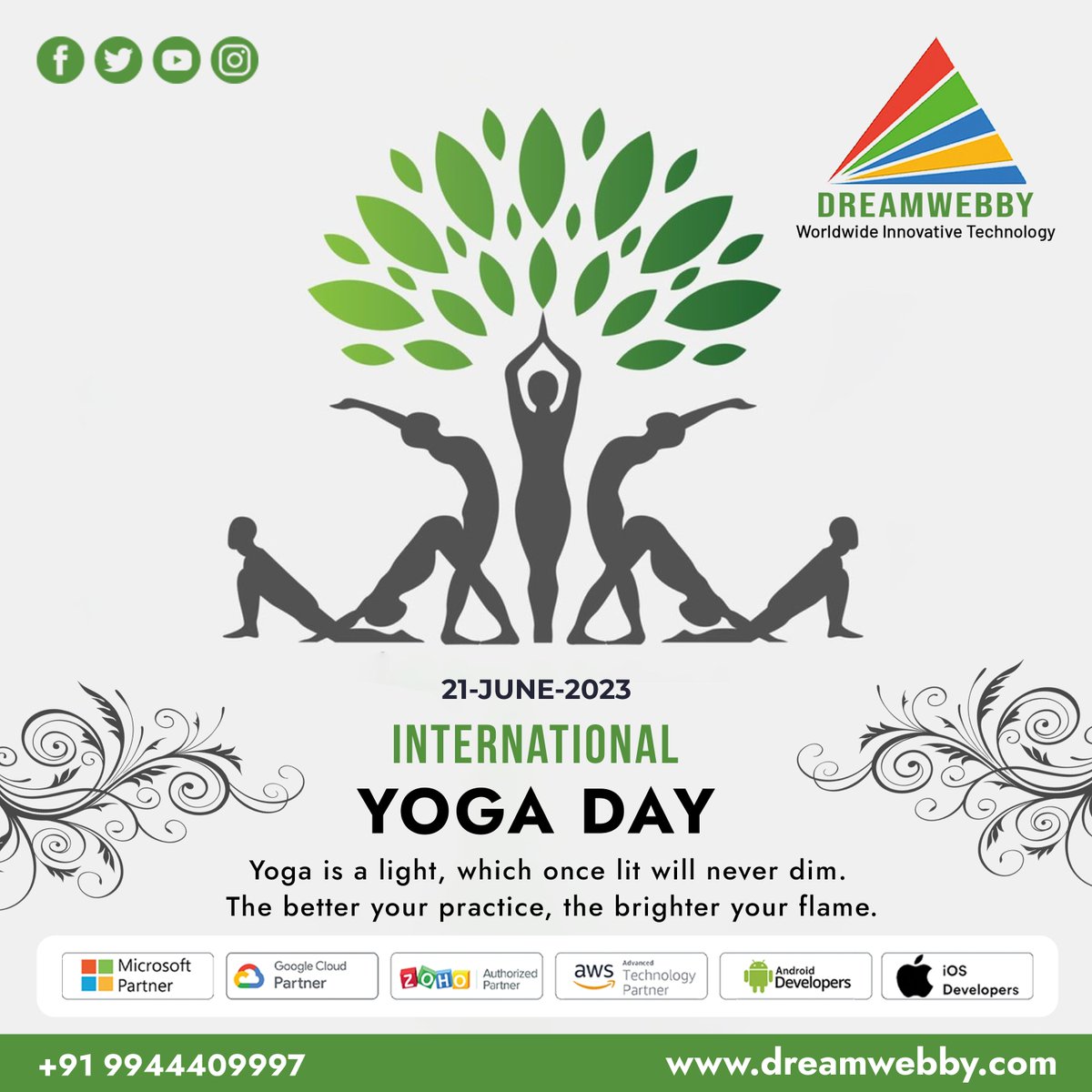 DreamwebbyS's tweet photo. International Yoga Day
Visit:- https://t.co/xzBuXGEZzQ
.
.
#yogaday #internationalyogaday #yogaday2023 #coimbatore #android #ios #development  #zohopartner #Microsoft365 #domain #webhosting #businessemail #GoogleCloudPartner #dreamwebbyw3services  #appdevelopment https://t.co/FcJc7FfN6x