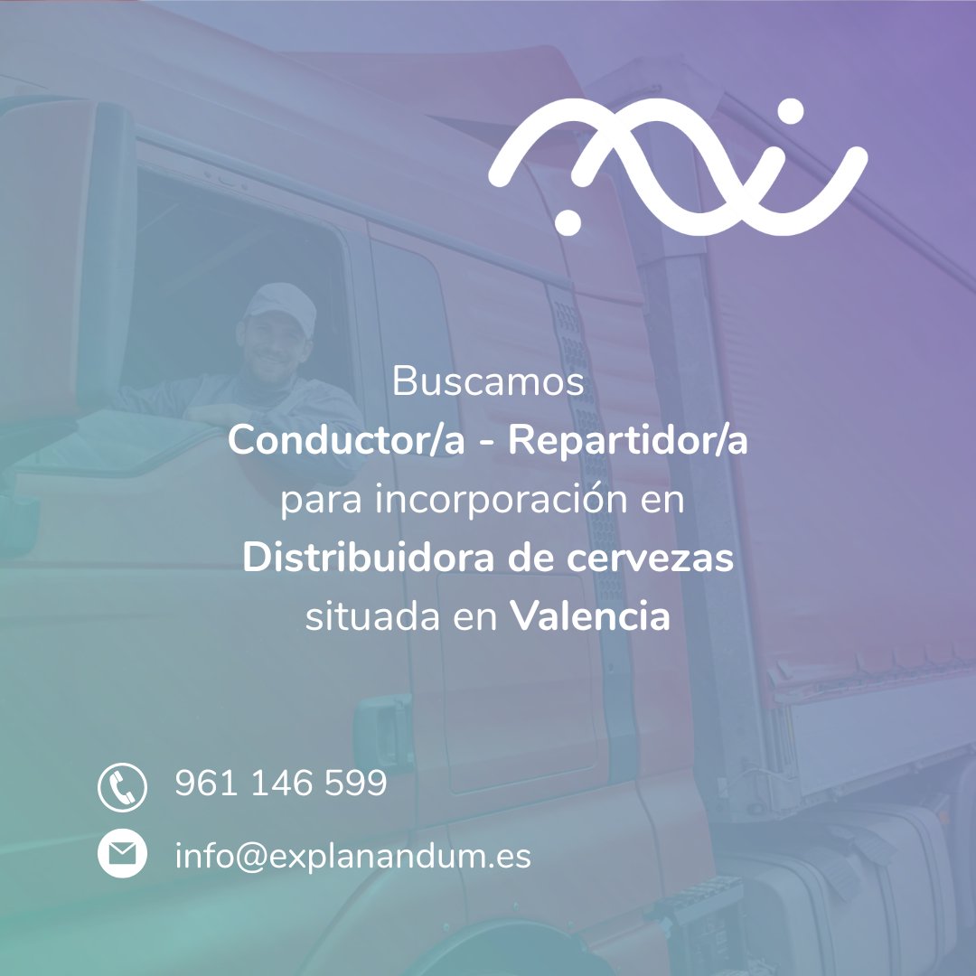ExplanandumRRHH's tweet photo. Iniciamos búsqueda de Conductor /a - Repartidor /a para compañía líder en el sector distribución situada en Valencia.
#Explanandum #Hiring #Empleo #Transporte #Reparto #Conductores #Trabajo #CarnetC #CAP #Junio2023 #20Junio #FelizMartes https://t.co/1EurZinNwj