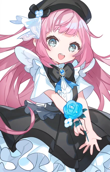 『ClockoverORQUESTA』のジューンブライドイラストで天馬六華ちゃん・音葉五百助くん・春海一十くんのを描かせて頂きました!それぞれウェディングドレスにフラワーボーイ、ベールボーイのイメージです (こちらは羽根も付けたい六華ちゃんのファンアートです!) #ClockoverORQUESTA #クロケスタ