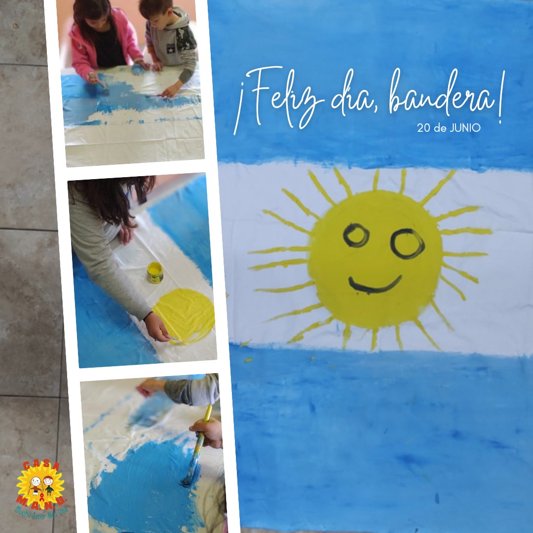 Como cada año, en Casa M.A.N.U. pintamos nuestra propia bandera argentina.

✨🇦🇷✨

Conocemos los colores y aprendemos a quererla. 

🤍🩵💛🩵🤍

La llevamos en el corazón, por eso hoy le decimos ¡feliz día! 

#CasaMANU #MuchoAmorNosUne #casamanuarg #Argentina