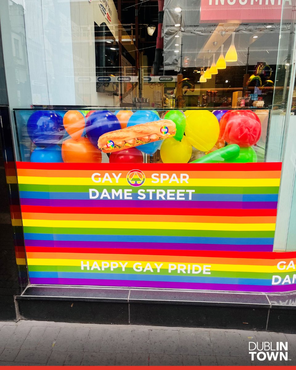 DublinTown's tweet photo. Dublin's favorite convenience store, @thegayspar on Dame Street, knows what's UP 🌈

The Gay Spar have 3 NO NO NO 

''NO closing hour - Open 24/7 baby
NO Judgement - We’re out and proud 
NO Doors all Welcome - because we have none''

#Pride #LoveIsLove #LGBTQIA #PrideMonth https://t.co/SRCKeVW6h8
