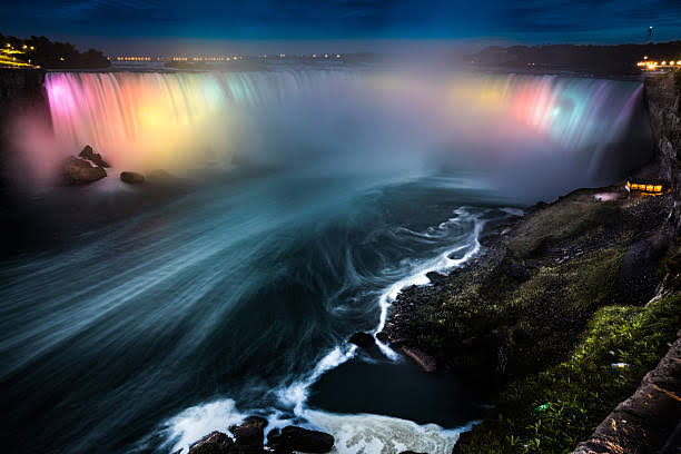 Niagara Falls is a group of three waterfalls at the southern end of Niagara Gorge, spanning the border between the province of Ontario in Canada and the state of New York in the United States.