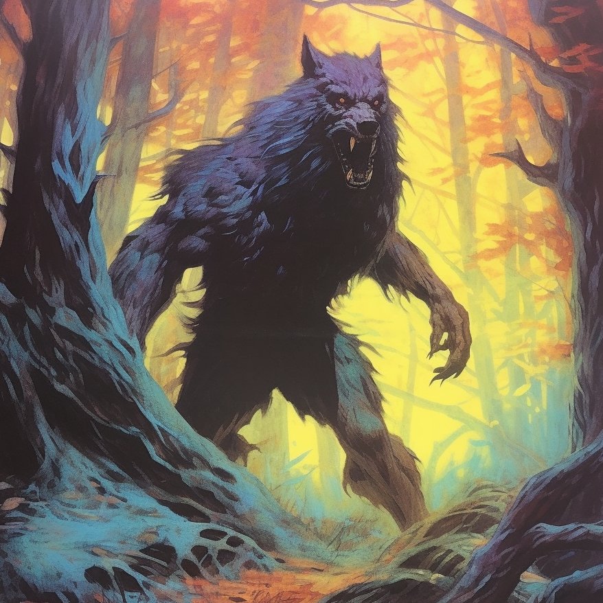 Solvag, Protector of the Wood Folk. This ancient #werewolf roams the woods around the city of the Na-Zaii, dispatching restless Undead and sending them into True Death. 
#corpsekings #osr #dnd #ttrpg #adnd #dnd #ttrpgs