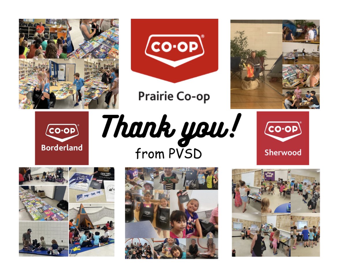 We would like to extend our thanks to Borderland, Sherwood, and Prairie Co-op, for donating gift cards and bags to our Camp Books Summer Literacy program for Gr. 1 - 3 students and families! Their generosity and dedication to supporting literacy is greatly appreciated!