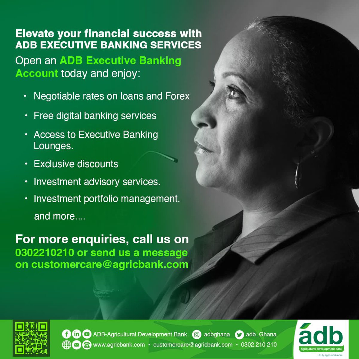 adb_Ghana's tweet image. Take charge of your financial lifestyle with our Executive Banking services and unlock a world of privileges. 
ADB, …truly agric and more 
#ADBTrulyAgricandMore #ADBExecutiveBanking