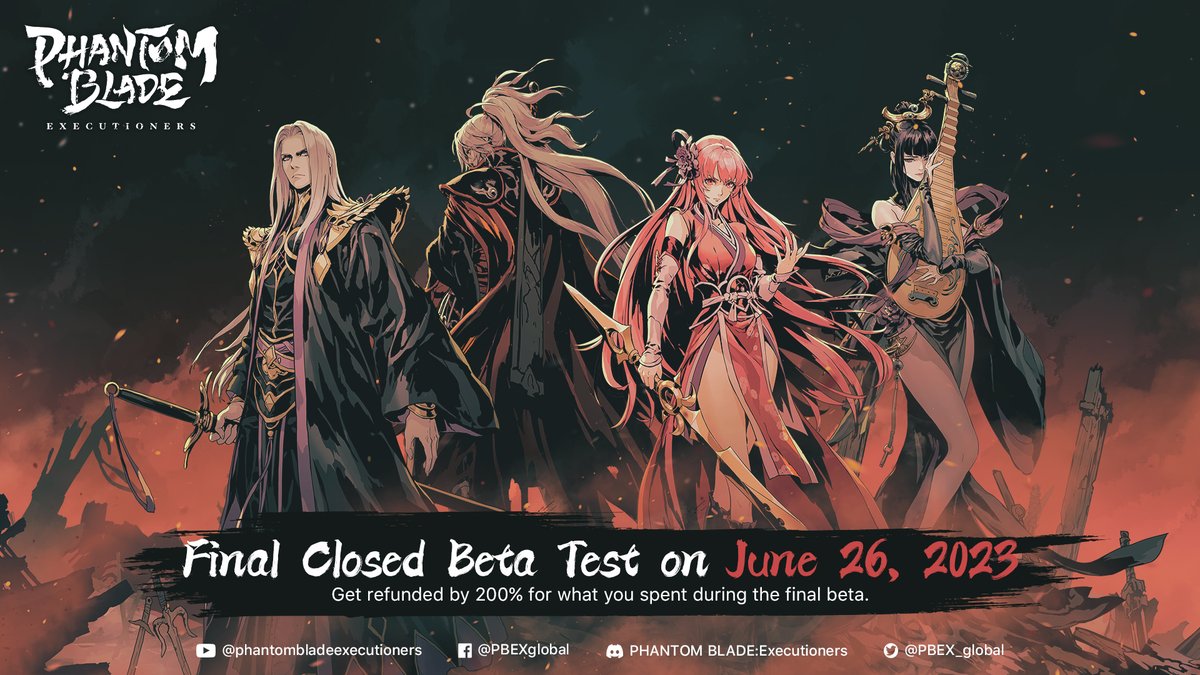 PBEX_global's tweet image. 📢Dear Players,
The final test of PBEX will commence on June 26, 2023 11:00:00(UTC+8).🎊 Sharpen your blade and stand ready!
#SGAME #PhantomBlade #PBEX