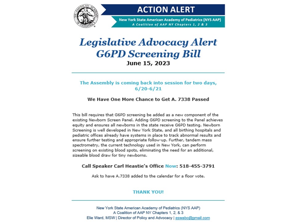 Shetal Shah (@nicubatman) on Twitter photo Dear NY Pediatricians. THIS IS THE ABSOLUTE LAST CHANCE you have to get this bill passed. Call @CarlHeastie & let him know we need to put G6PD screening in the NBS program. RT <a href="/AAPneonatal/">AAP Neonatal</a> <a href="/NYSAAPCH2/">NYS AAP - Chapter 2</a> <a href="/NYSAAPCH3/">NYS AAP - Chapter 3</a> <a href="/NY1AAP/">NYSAAPCH1</a> <a href="/MarchOfDimesNY/">March of Dimes NY</a> <a href="/NYSPerinatal/">NYSPA</a> <a href="/WomenNeo/">Women In Neonatology</a> <a href="/NeoTECaN/">Neo Kids On The Block</a> Dear NY Pediatricians. THIS IS THE ABSOLUTE LAST CHANCE you have to get this bill passed. Call @CarlHeastie & let him know we need to put G6PD screening in the NBS program. RT <a href="/AAPneonatal/">AAP Neonatal</a> <a href="/NYSAAPCH2/">NYS AAP - Chapter 2</a> <a href="/NYSAAPCH3/">NYS AAP - Chapter 3</a> <a href="/NY1AAP/">NYSAAPCH1</a> <a href="/MarchOfDimesNY/">March of Dimes NY</a> <a href="/NYSPerinatal/">NYSPA</a> <a href="/WomenNeo/">Women In Neonatology</a> <a href="/NeoTECaN/">Neo Kids On The Block</a>