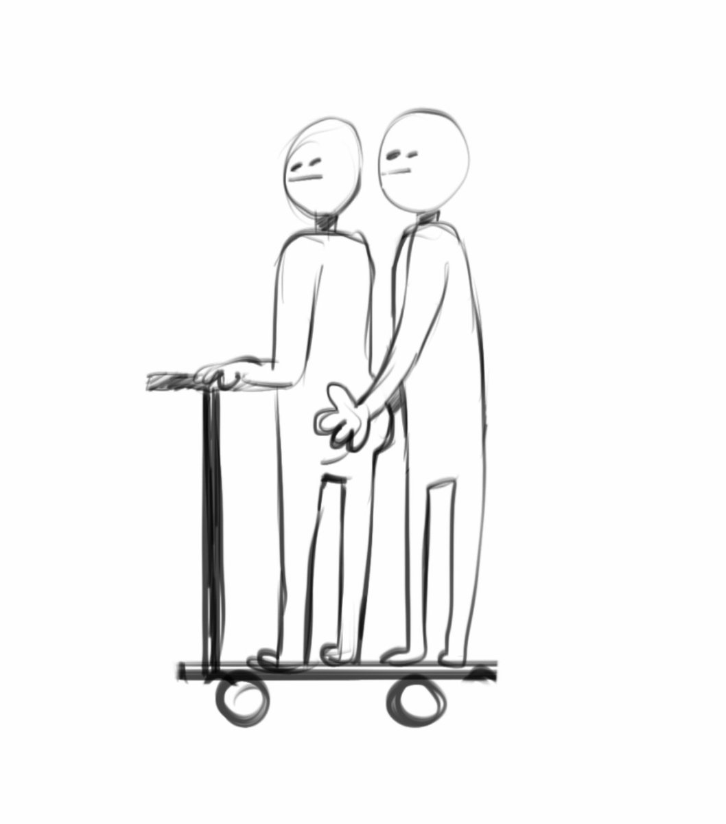 Just saw two dudes on a scooter and one of them was rubbing the other's butt thought I should illustrate it