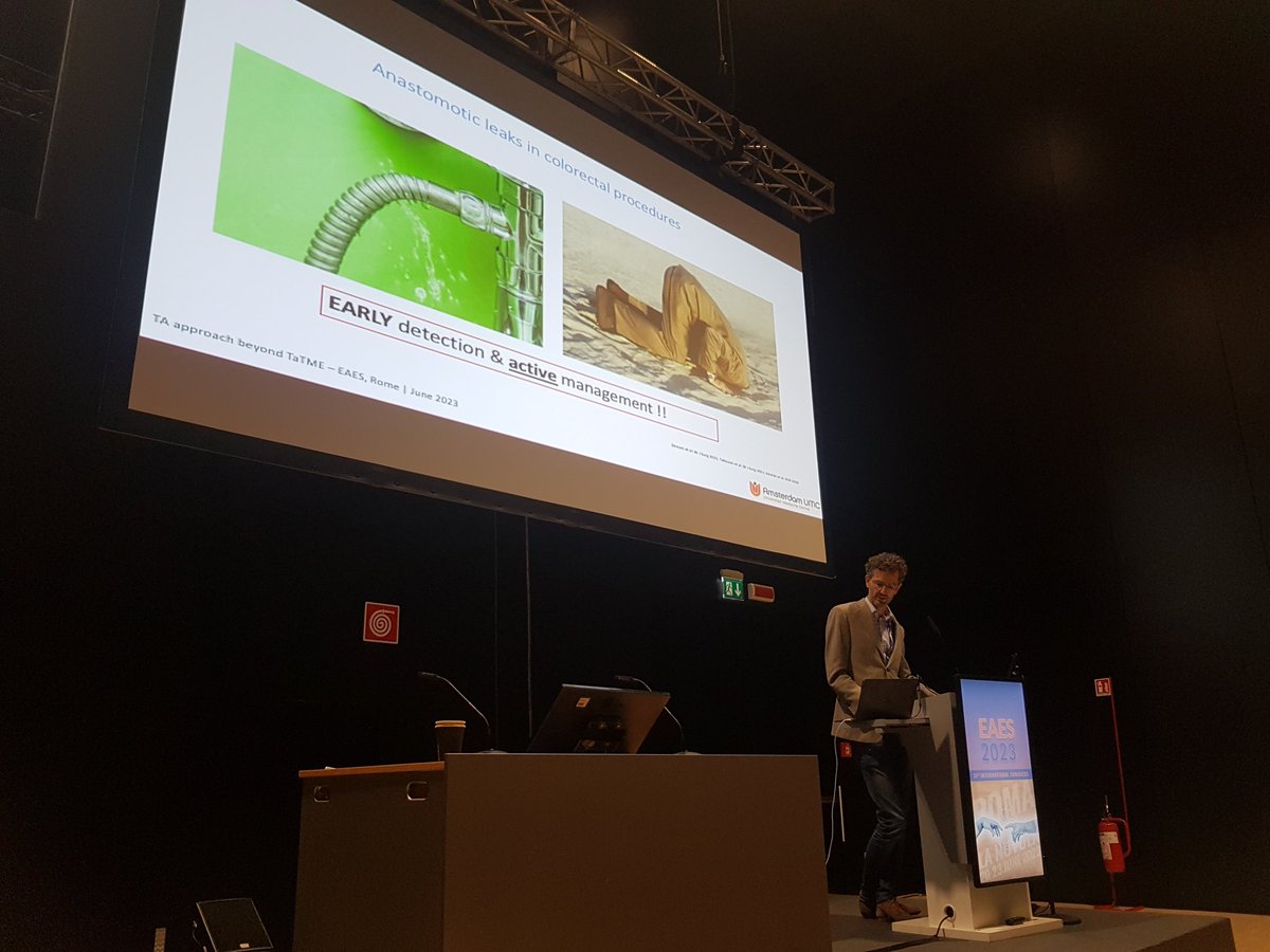 MichelAdamina's tweet photo. #TATME beyond #cancer @RoelHompes shared the Amsterdam approach to complex pelvic surgery capitalizing on the versatility of a transanal approach: restorative #proctectomy for #IBD, Hartmann reversal, anastomotic salvage and management of chronic pelvic sepsis @EAES_eu #EAES2023 https://t.co/2xm3etv5ax