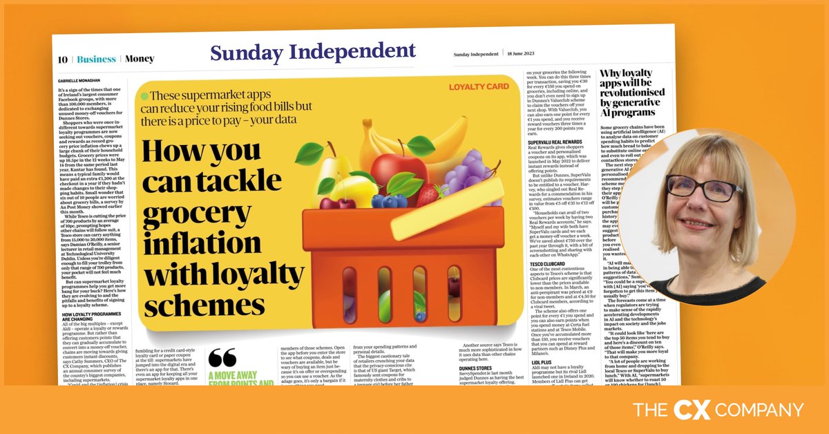 We were delighted to feature in the Sunday <a href="/Independent_ie/">Irish Independent</a>  article by #GabrielleMonaghan on supermarket loyalty schemes.

thecxcompany.com/press-supermar…