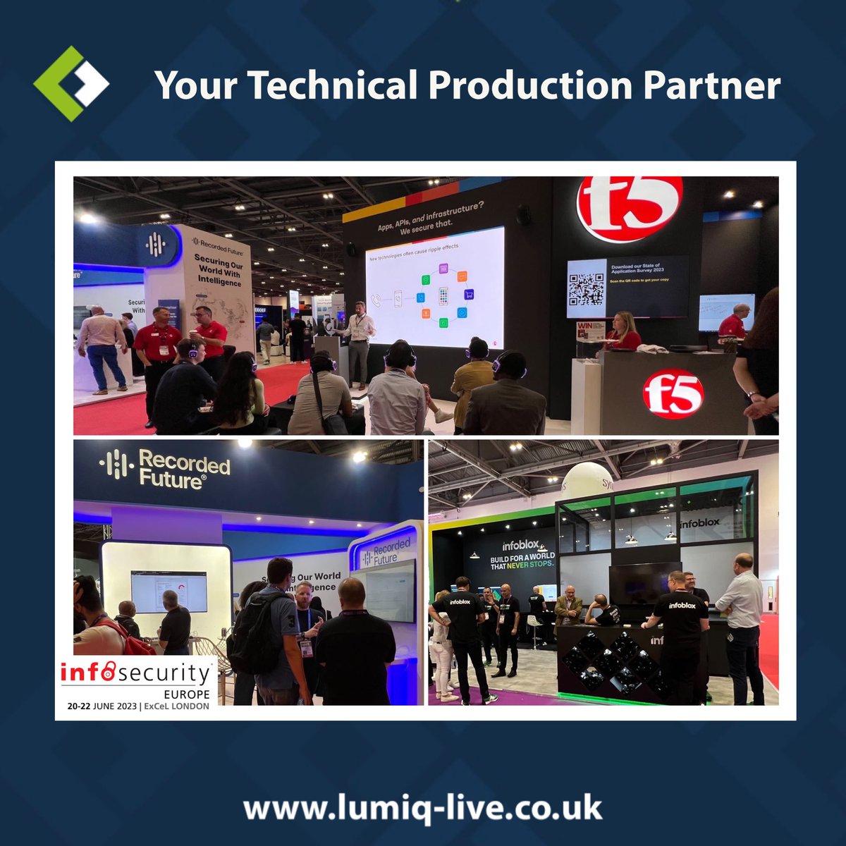 Day one of @Infosecurity at @ExCeLLondon & what a start it’s been! We’re on site providing support to the dream team at @dc3design, multiple stands across the show with LED walls & an assortment of AV & IT equipment it’s keeping the crew on their toes! #eventprofs #AVtweeps
