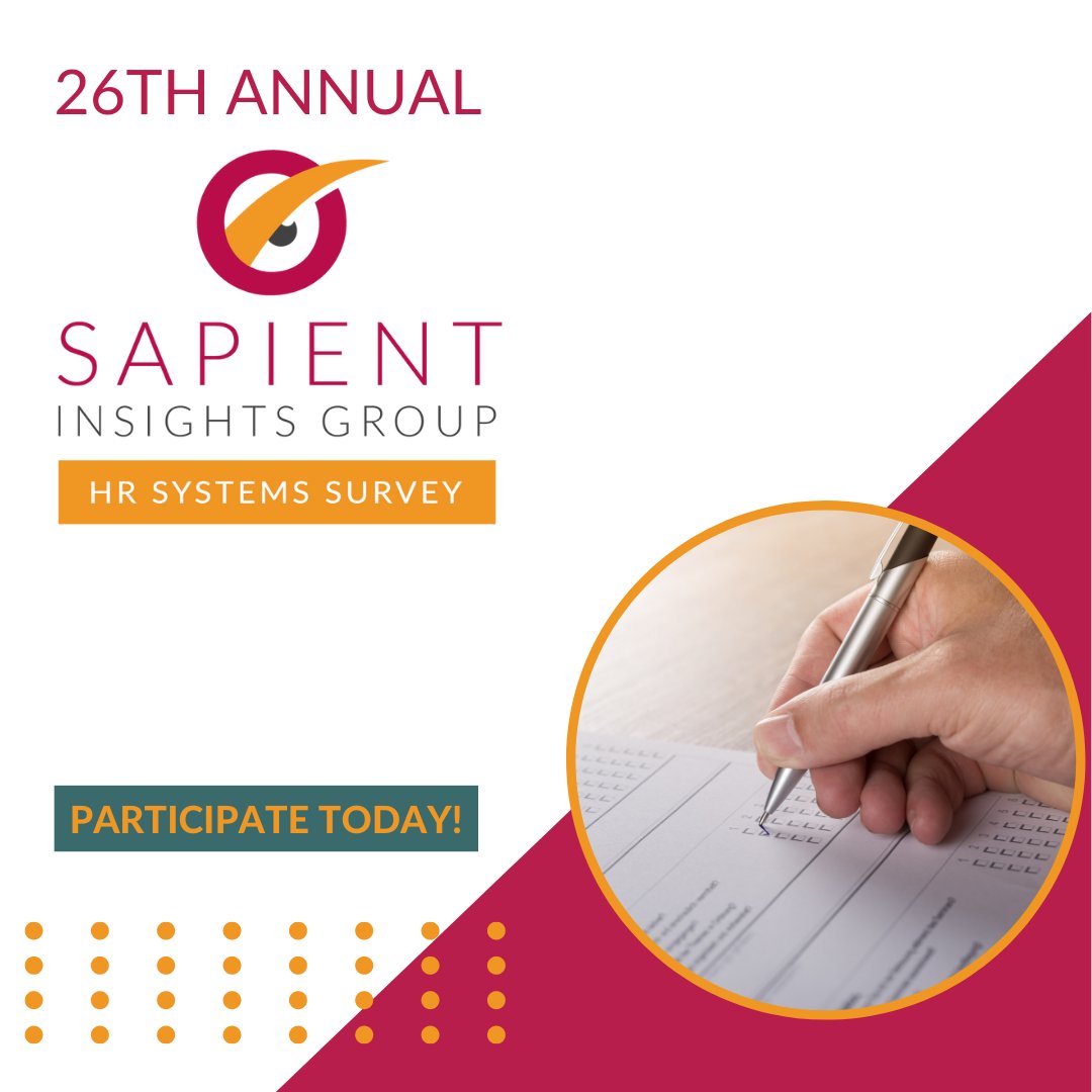 Your voice is the future of #HRTechnology! Participate in @SapientInsights Annual #HR Systems Survey by July 1st to share your experience in supporting your organization’s HR systems & practices. Give back to the #HRcommunity: hubs.la/Q01V0t6-0 #SIGResearch @StaceyHarrisHR