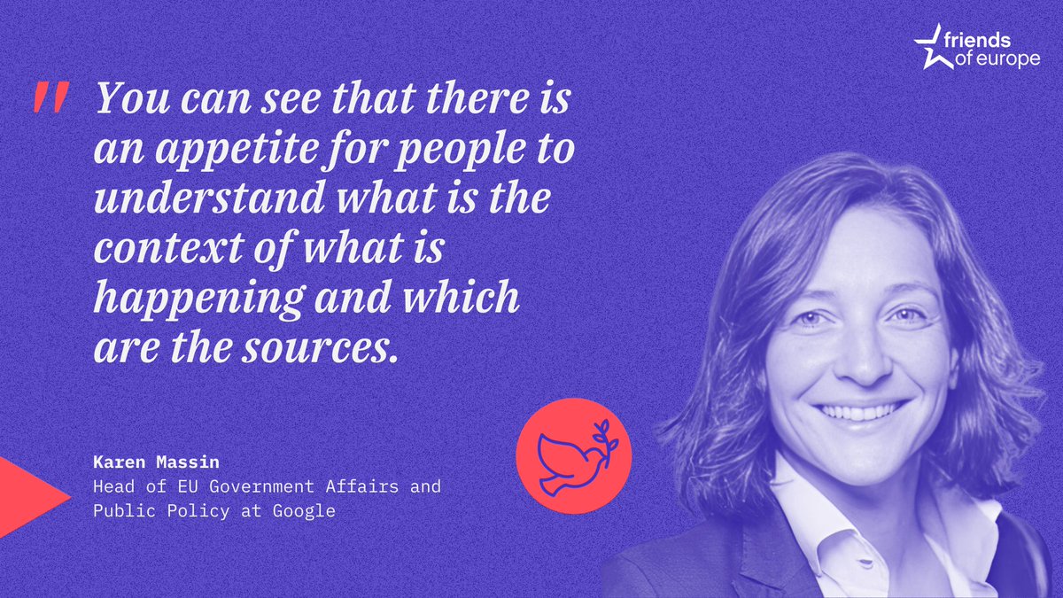 FriendsofEurope's tweet photo. 🗨️ @MassinKaren, Head of EU Government Affairs and Public Policy at @googleeurope, focuses on the “strong responsibility” that Google has towards its users.
Tune in for our next session.
↪️ https://t.co/6JYln1AU1V
#PSDSummit https://t.co/Xr3xQEI9Wq