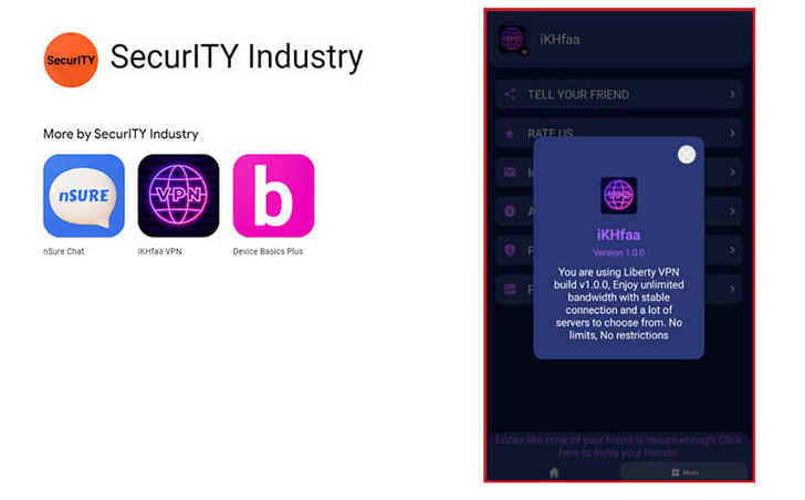 cyberthint's tweet photo. #Cybersecurity researchers have detected a sophisticated espionage campaign that they believe was organized by a #India-linked threat actor/group. This campaign is believed to be carried out by the #DoNotTeam threat group.
The campaign is being conducted through #iKHfaa #VPN and #nSure Chat apps deployed on the Google Play Store. Targeting #Android smartphone users in #Pakistan, this cyber espionage campaign is being used to gain access to victims' geolocation and contacts. These information set could be used in future attacks with more disruptive features.
