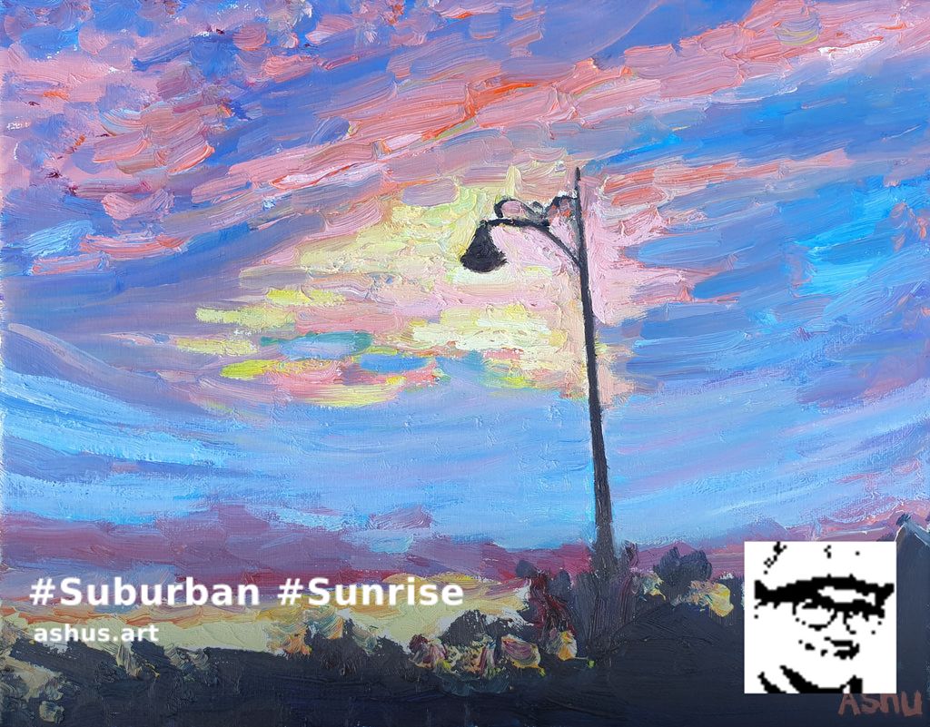 🖌️ '#Suburban #Sunrise' original #oilpainting by Ashu Shendé 

📦 $225.00 Free S&H within US
Shipped to 15+ countries

🖼️ ashus.art/products/subur…

#originalart #art #painting #fineart #visualart #contemporayart #SoulOfAshu