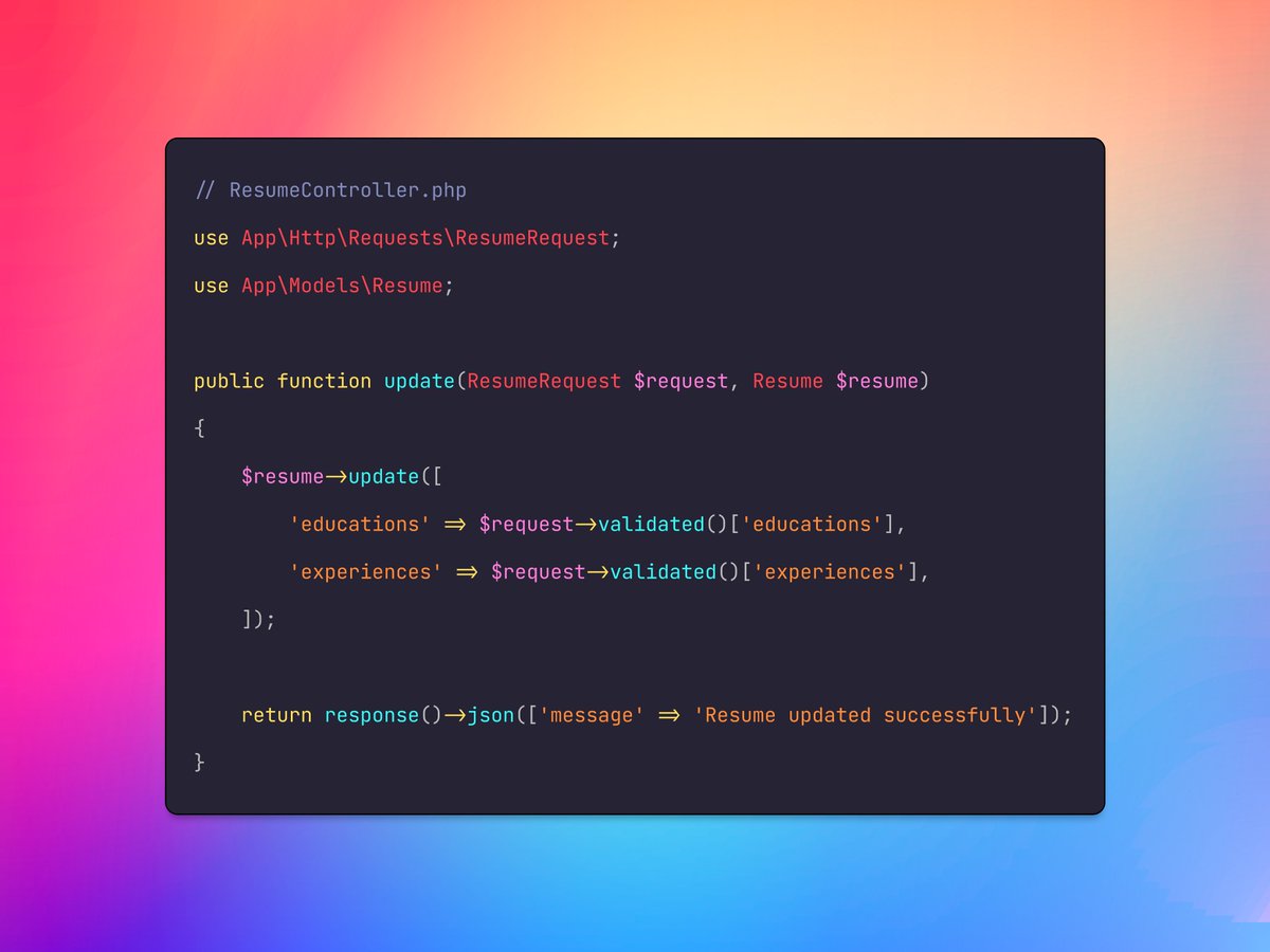 🔒#Laravel Tip: When storing JSON data in database columns, validate the fields within JSON arrays using Laravel's validation rules. (Don't forget to cast your attributes)

Use the wildcard (*) syntax to apply rules to each element. Protect your data's integrity and security.