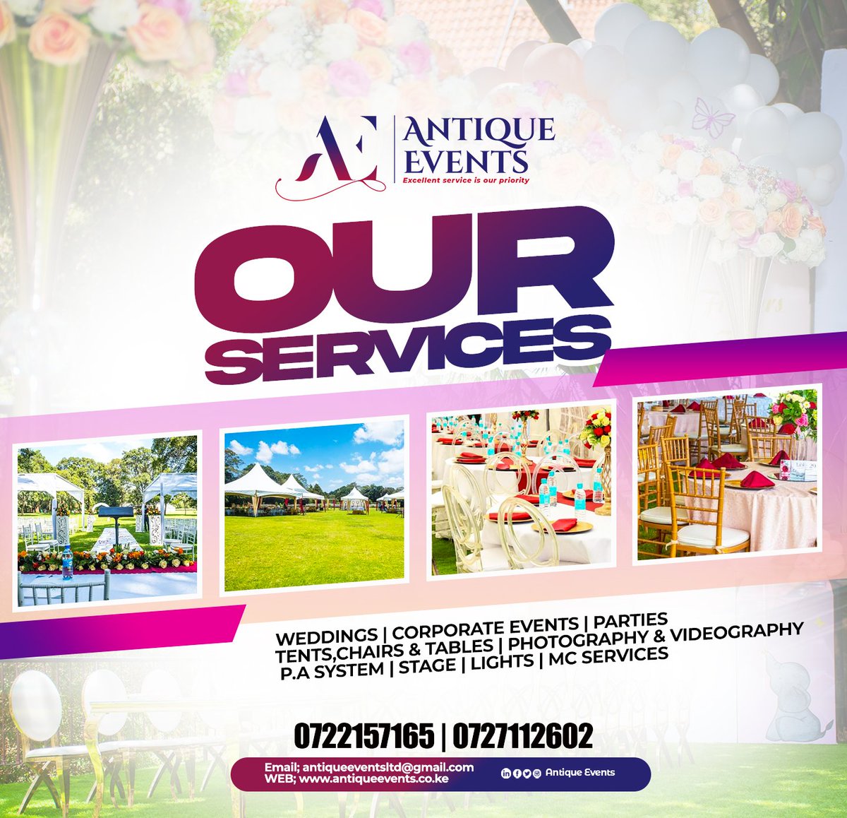 mckim_ke's tweet photo. Are you having an upcoming Event..?????? For a an awesome solution just to suit you. #Tents | #Chairs | #Tables| #Parcan_Lights | #Decorations| #Events_Management| #Pa_system | #MCs and #Dj_Services
| Text ๐ | Call๐ฑ| WhatsApp us on #O722157165
#Excellentserviceisourpriority https://t.co/A20STCsVfI