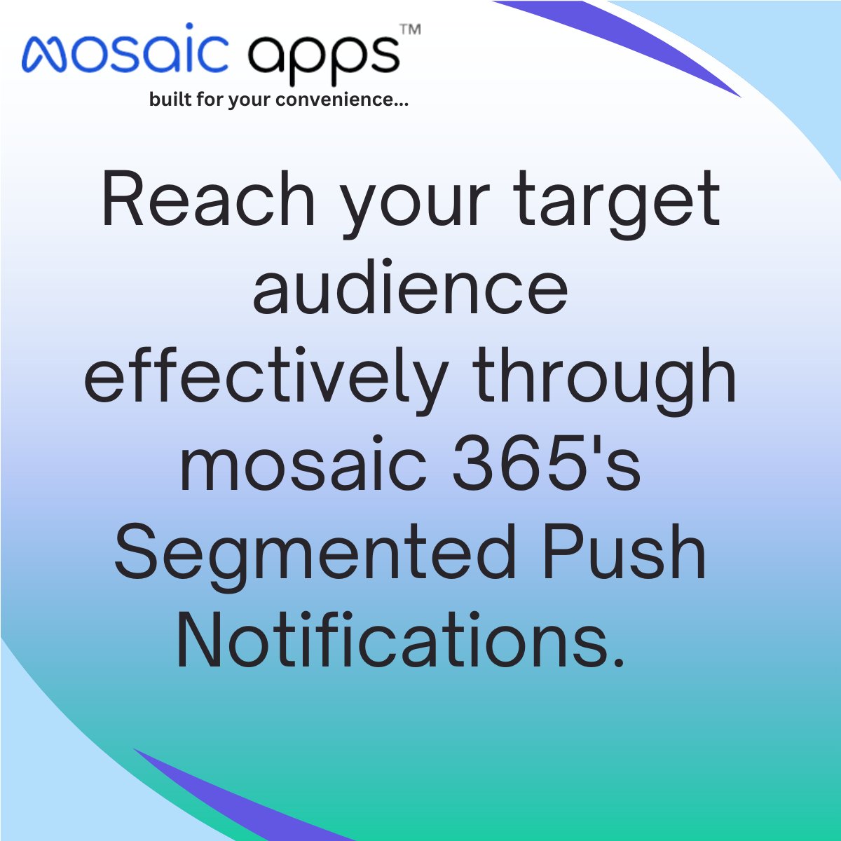 mosaic_apps's tweet image. Reach your target audience effectively through mosaic 365&apos;s Segmented Push Notifications. Deliver tailored messages to specific user groups, creating a new channel for marketing and communication. #TargetedMessaging #DigitalCommunication