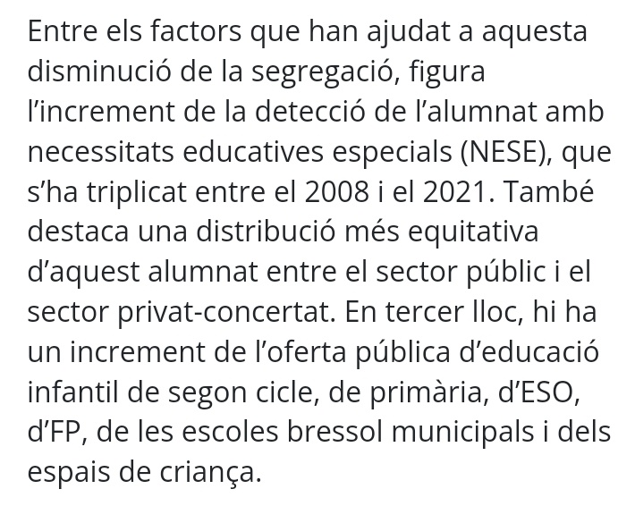 Titulars efectistes que amaguen situacions on famílies que fan una llista de 10 escoles públiques de proximitat acabin sent assignades unilateralment a una escola concertada religiosa perquè són pobres i han de "distribuir-se equitativament". Cas real.

educa.barcelona/2023/06/15/la-…