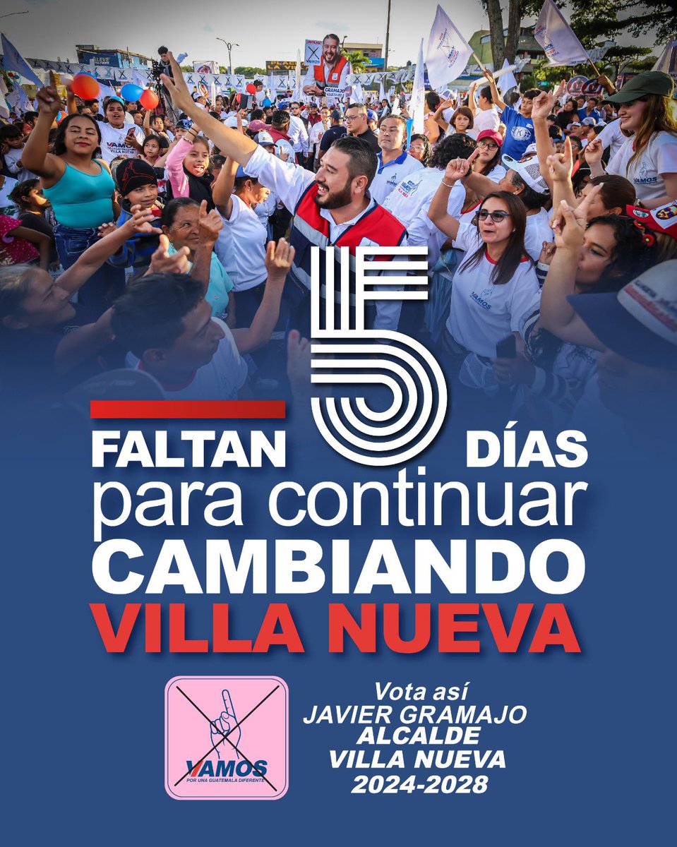 Vamos a seguir cambiando Villa Nueva, para que se convierta en la ciudad que soñamos. 
¡Faltan 5 días!
 
#SigueGramajoSigue