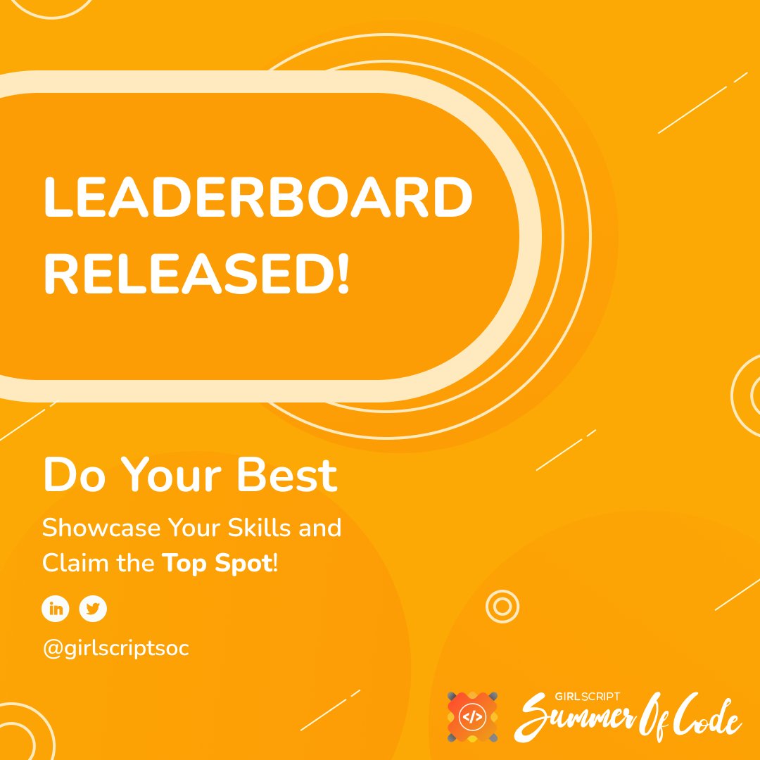 girlscriptsoc's tweet image. 📢 Exciting news! The leaderboard for GSSOC23 is now open on the website! Join the coding revolution, showcase your skills, and compete with top developers worldwide. Are you ready to climb the ranks? 🚀 #GSSOC23 #OpenSource #CodingCompetition