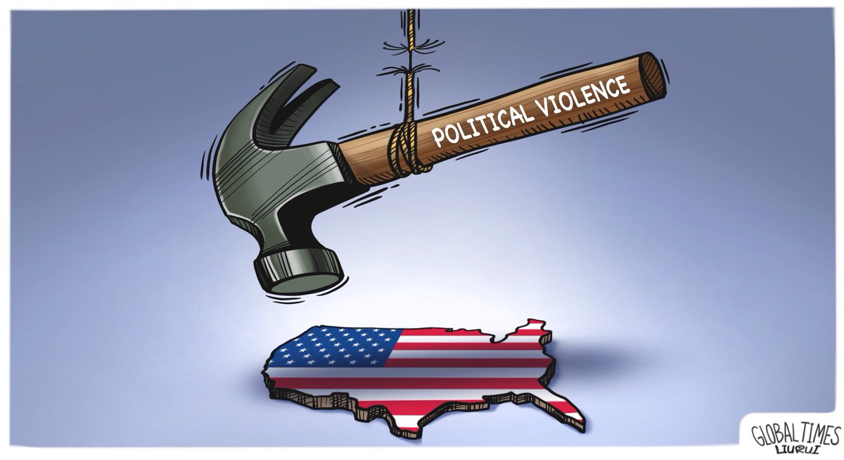 #GTCartoon: Political violence has become the sword of Damocles hanging over the US. @_ValiantPanda_