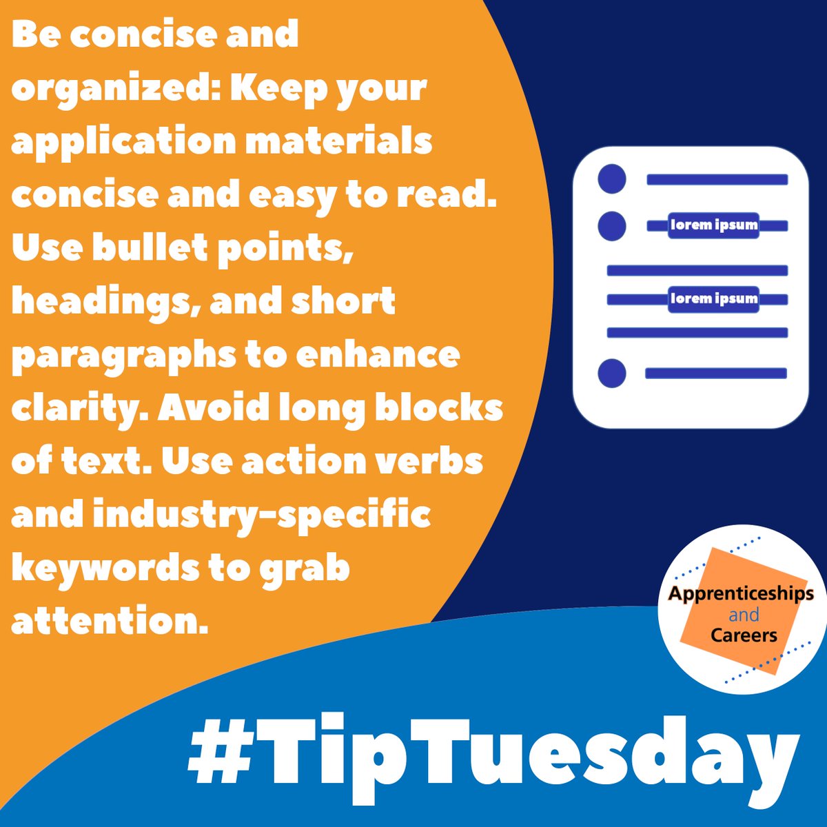 #TipTuesday

Some more useful advice for when you come to fill in applications for #careers and #apprenticeships.

#CareersDay #CareersFamily #SkillsforLife #StepintotheNHS #WearetheNHS