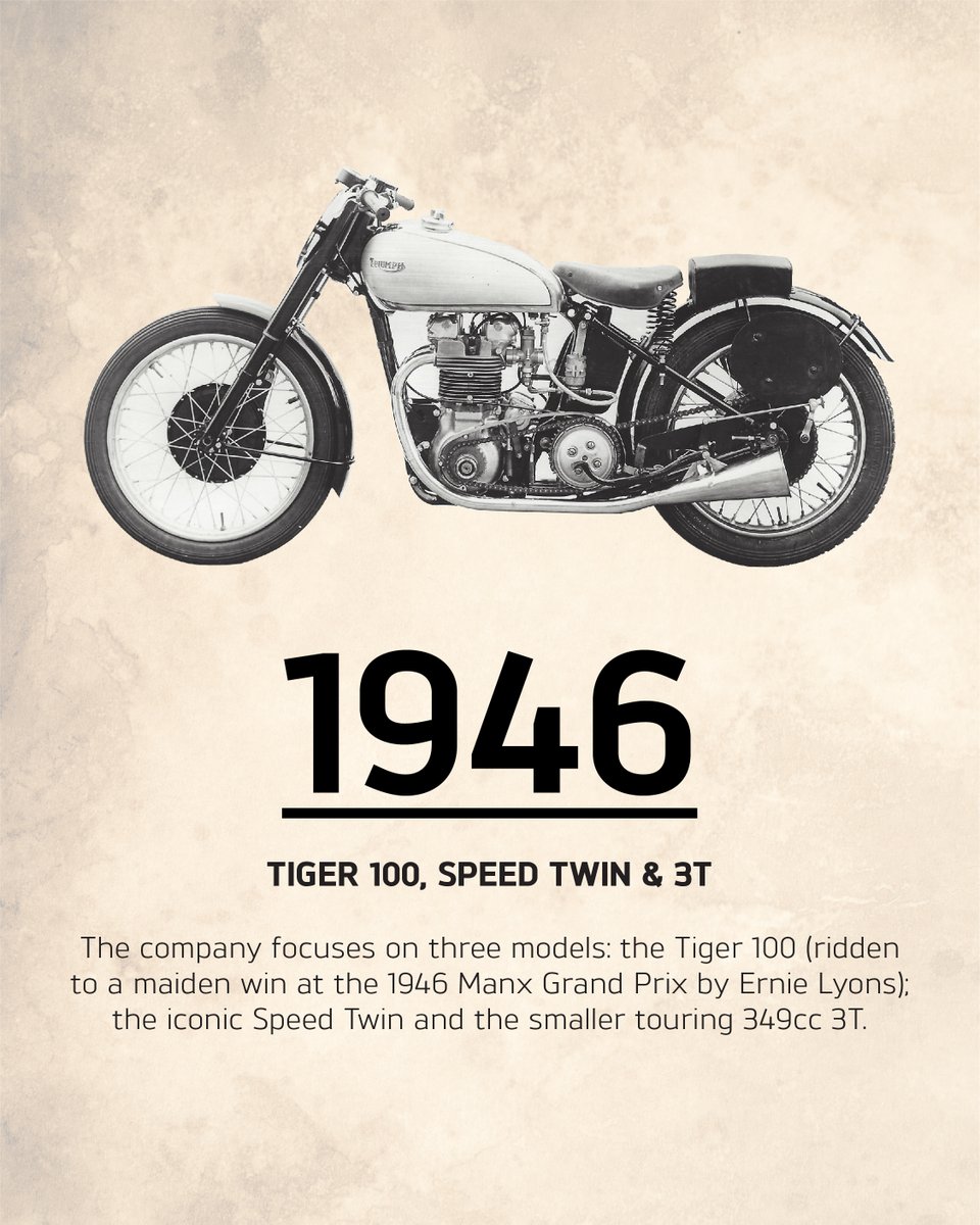 IndiaTriumph's tweet photo. This period marks the start of an incredible 15 year performance era for Triumph, with John Allen recording 193mph on the Bonneville Salt Flats in 1955. Bonneville - the most famous name in motorcycling - was born in 1959 with the launch of T120 Bonneville 650.
#MomentsOfTriumph https://t.co/V2p5gKbeC6