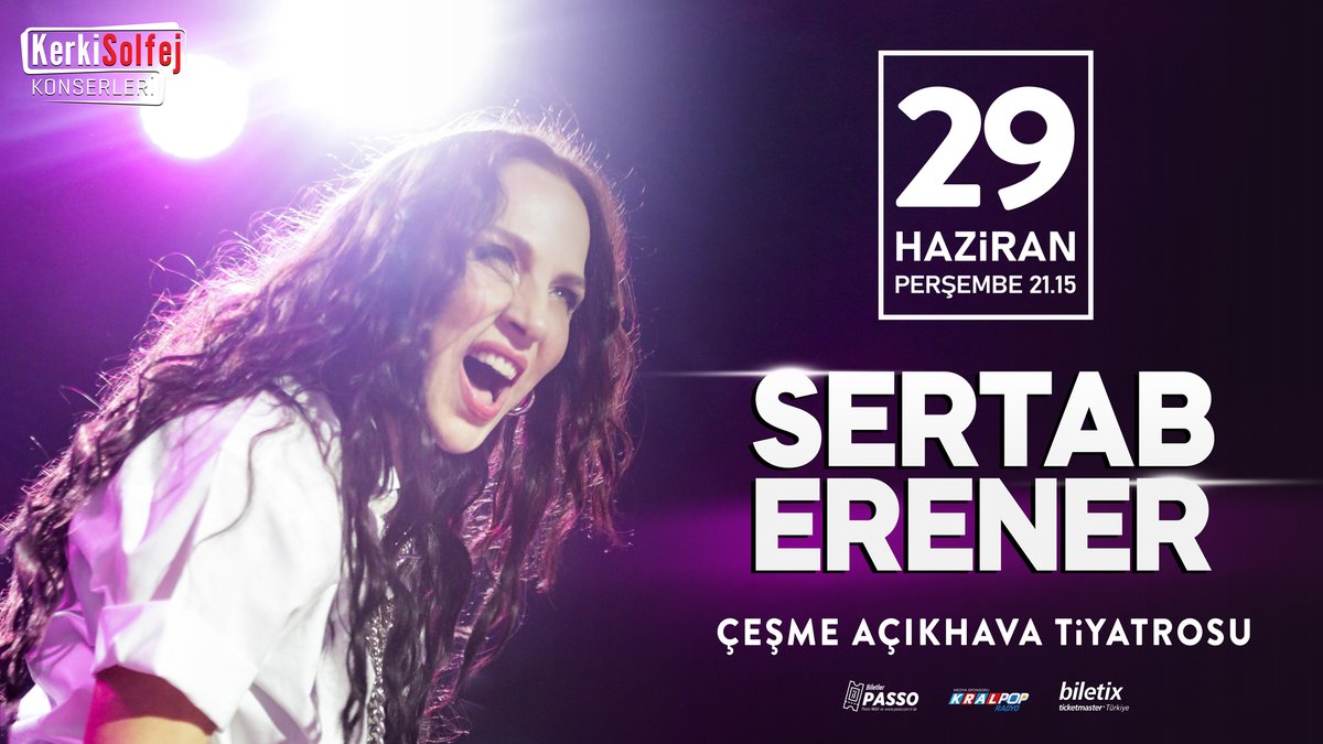 Sertab Erener 29 Haziran akşamı, Çeşme Açıkhava Tiyatrosu'nda sahnede...

Genel Bilgi 0850 205 10 20

@KerkiSolfej @sertaberener #konser #sertaberener #kralmüzik