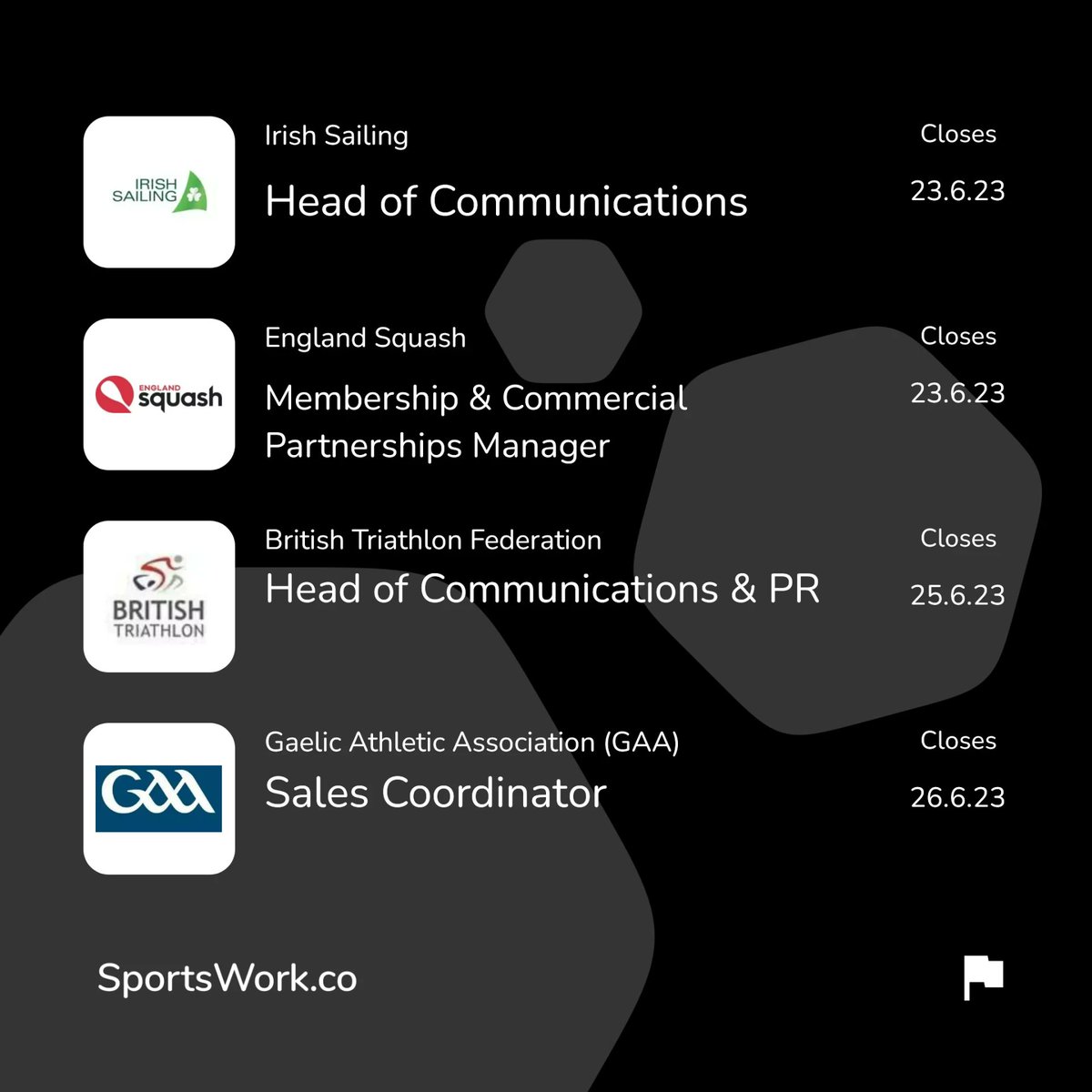🚨 Ending Soon 🚨

These jobs and many more are ending soon.

Check them out before you miss out on a potential dream job - sportswork.co

#sportswork #sportsjobs #workinsport