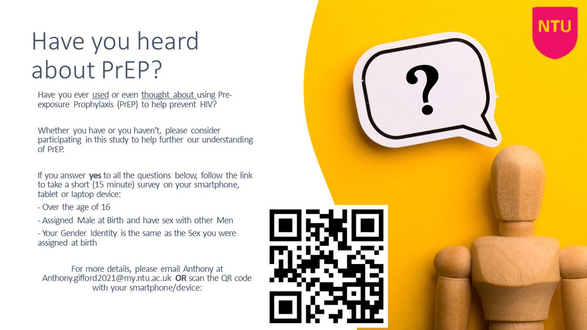 GiffPsych's tweet photo. Please RT for wider participation 🙏 

I am recruiting participants for my latest study researching HIV PrEP. 
If you are Gay or Bisexual Man in the U.K., who has sex with Men, please consider taking a short 15 minute survey. DM for any questions https://t.co/KIGJFnXugL https://t.co/4W4OsbMrw9