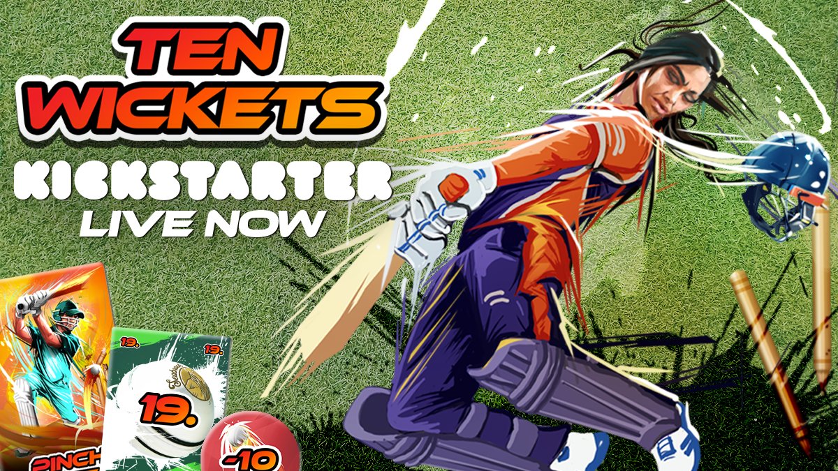 We are live on #kickstarter! 

Ten Wickets is a two-player auction game that is lightly themed on #cricket 🏏. Each “wicket” in Ten Wickets is an auction, where, when you win that auction, the other player scores your bid and loses an end game bonus.

kickstarter.com/projects/distr…