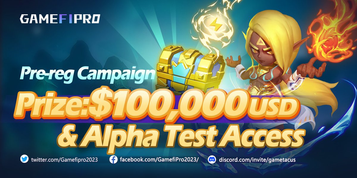 Gametacus2023's tweet image. 🚀THE SHOW BEGINS!!!
🎉The subsidiary product of Gametacus, Gamefipro, has launched the $100,000 Pre-reg giveaway! 💰
⭐️Also, invite 3 friends to join the event gives you the whitelist for GamefiPro's Alpha Test!
🔥Don't miss out on this incredible opportunity! 🔥
👉Join…