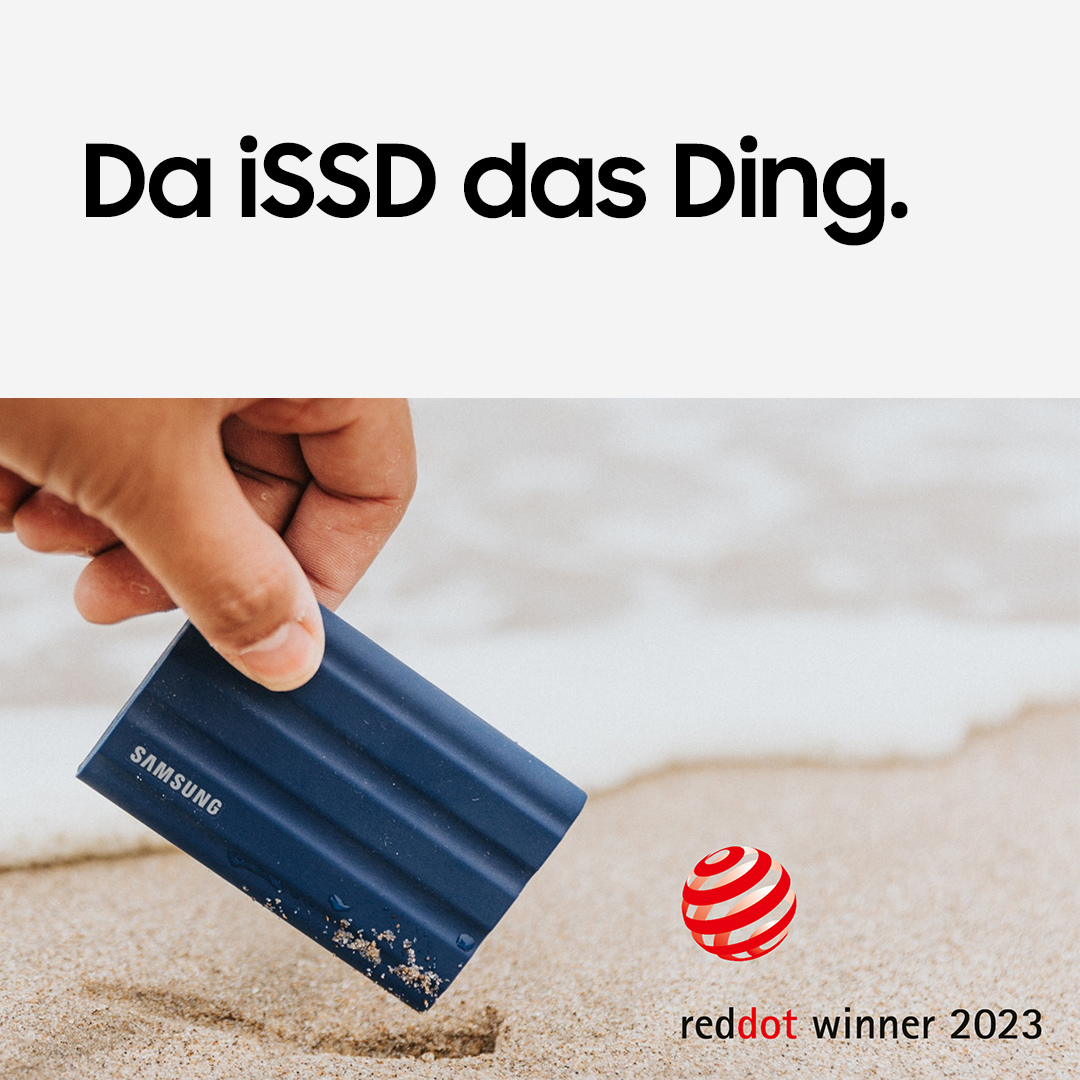 SamsungDE's tweet photo. YEAH! Unsere Portable #SSD #T7Shield wurde beim #RedDotDesignAward in der Kategorie #ProduktDesign ausgezeichnet. https://t.co/I0EdtSHldd