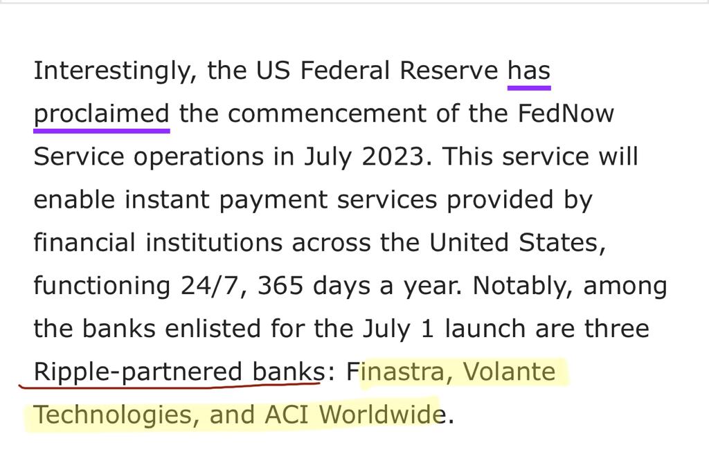 💥🚨🚨THE US FEDERAL RESERVE PLANNED FEDNOW LAUNCH ON JULY 1ST 2023 INVOLVES 3 RIPPLE PARTNERED BANKS: FINASTRA, VOLANTE, AND ACI WORLD WIDE🚨🚨🚨🚨💥
ethnews.com/countdown-to-r…