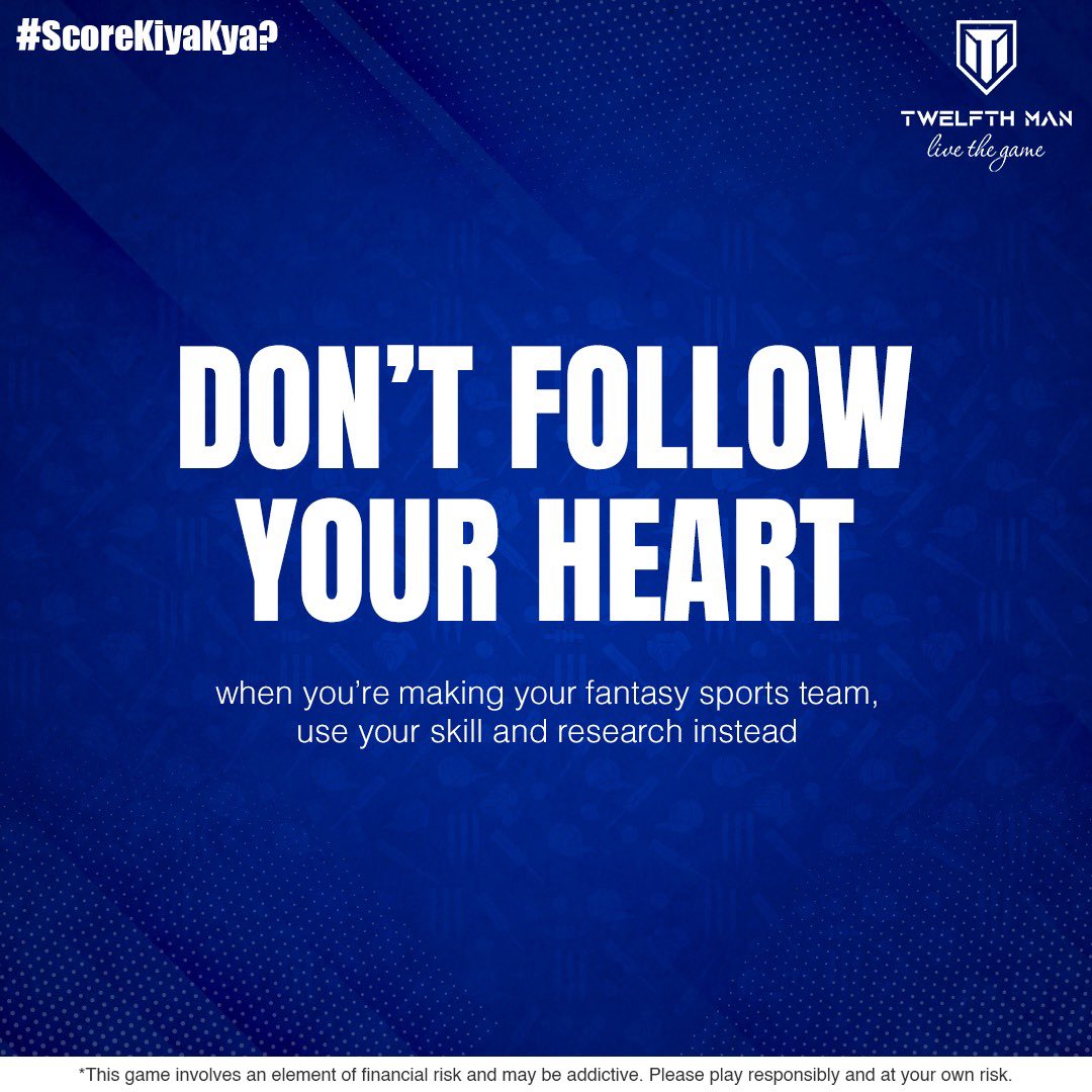 Kabhi kabhi big wins ke liye decisions ❤️ se nahi, 🧠 se lene padte hain. 💸

#TwelfthMan #LiveTheGame #ScoreKiyaKya? #FantasySport #Team #Decision #Research #Skill #Download #App