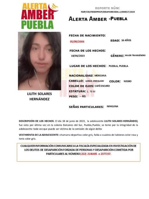 carlosmartinh's tweet photo. ¡ServicioSocial! 🙏
Lilith Solares Hernández y/o Ricardo Solares Hernández, de 16 años de edad, salió de su domicilio el 18 de junio en Balcones del Sur, y desde entonces se desconoce su paradero.

@FiscaliaPuebla @aamber_pue @AAMBER_mx https://t.co/QukFsUjabB