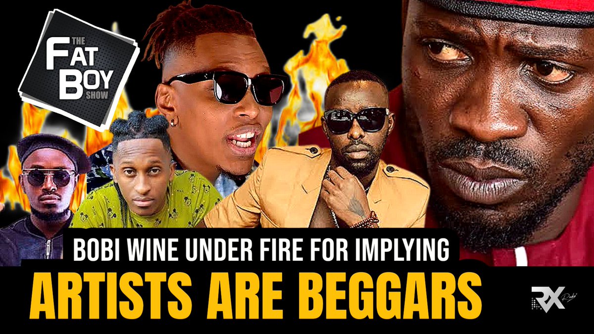 RXRadioUG's tweet photo. THE FATBOY SHOW: Bobi Wine Under Attack From Artists For Implying THEY ARE BEGGARS! At the burial of former Rubaga South MP, Kato Lubwama, Bobi Wine claimed that the Uganda Government was offering cash handouts to artists in order to turn them into beggars. This provoked an angry backlash from several Ugandan artists. Fatboy weighs in on the drama. Watch it here: https://t.co/nn8QMf6zMf