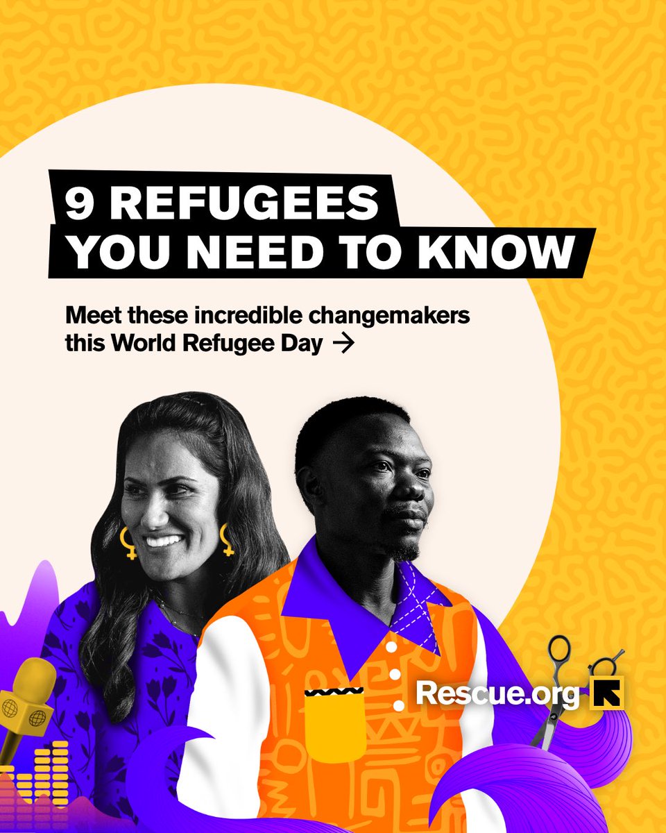 RESCUEorg's tweet photo. Refugees are changemakers, tastemakers, peacemakers, policymakers—and so much more! 💛
 
This #WorldRefugeeDay, meet some of the incredible refugees who have influenced the world and their communities. RT to join us in sharing and celebrating their stories.👇

https://t.co/n5QgAasHXs
