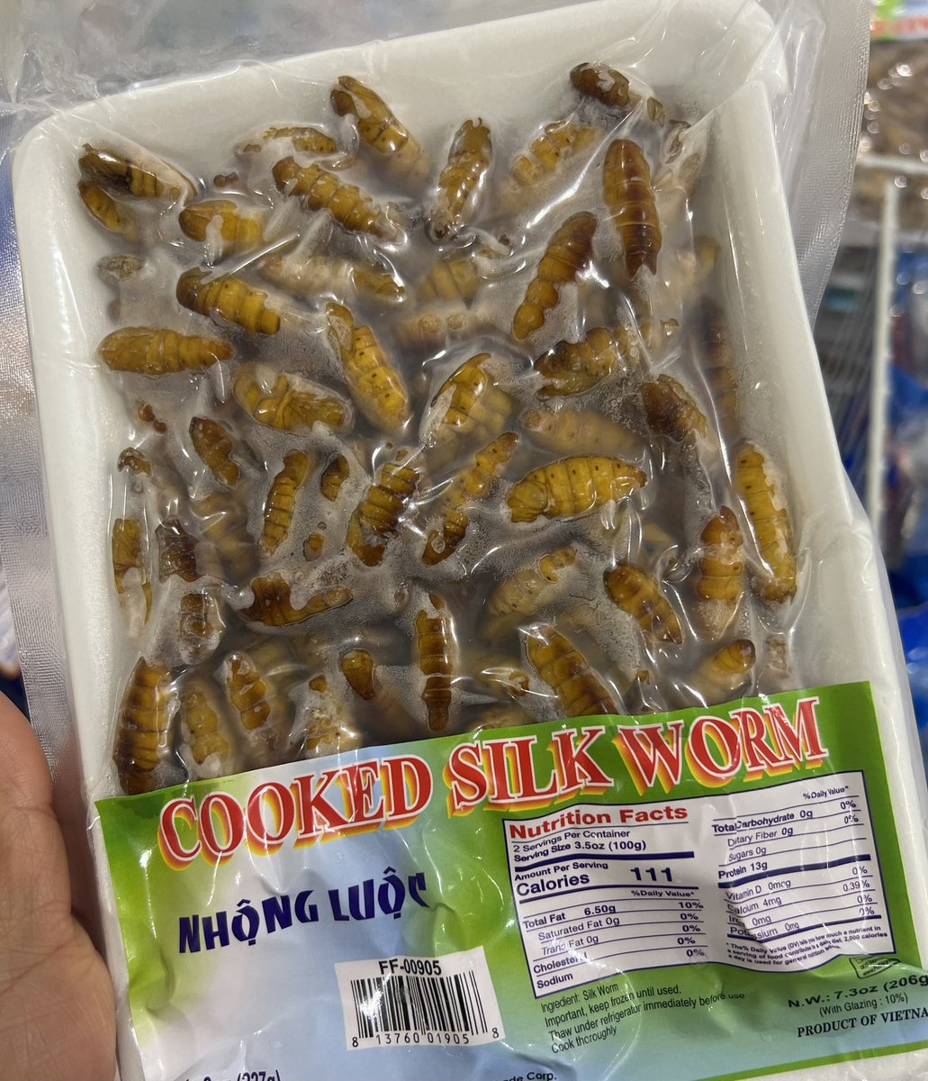 Are you feeling adventurous? Today's food exploration takes us to the realm of exotic delicacies. Introducing frozen cooked silkworms, a unique culinary experience that might just surprise your taste buds!

Bon appétit! 🍽️🐛